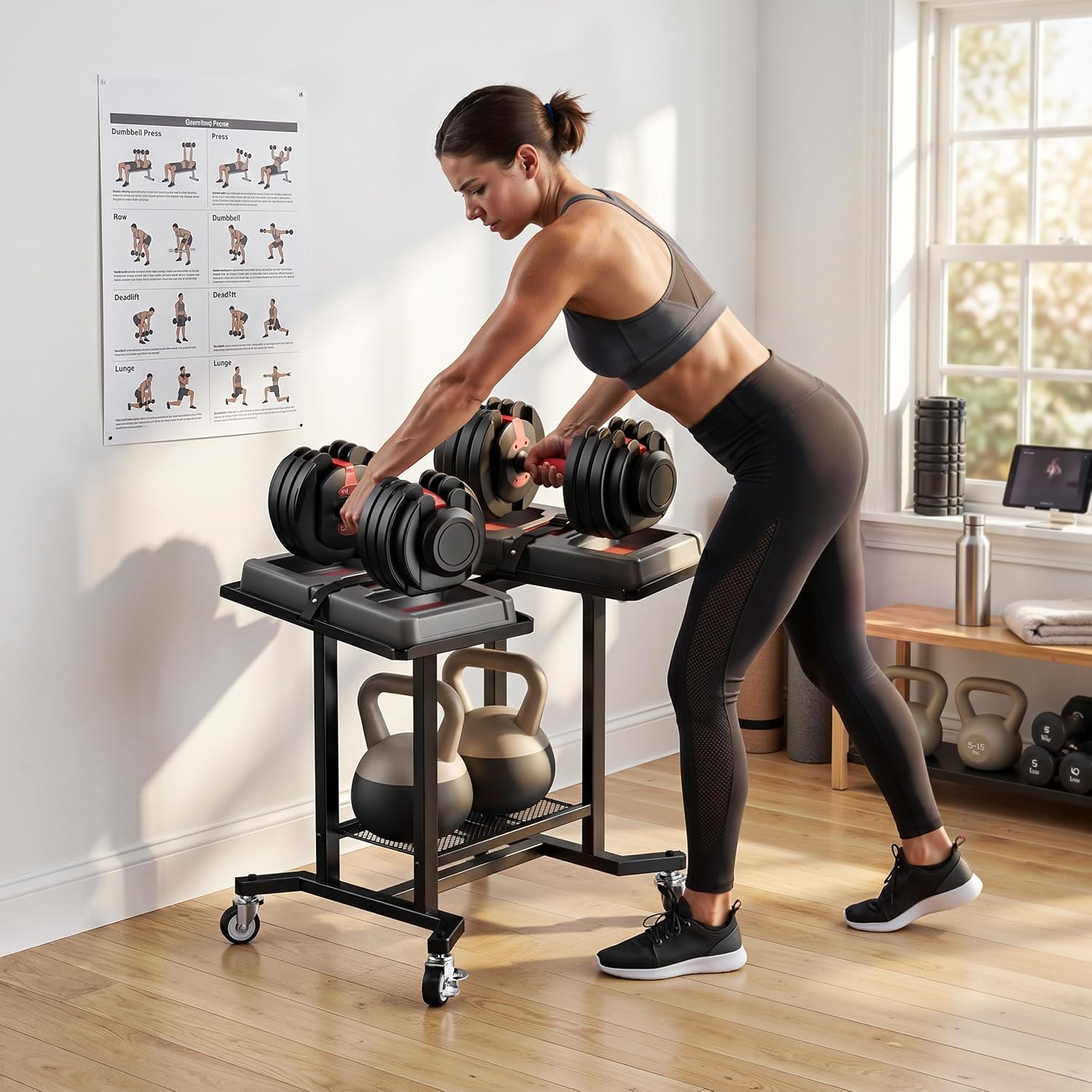 Regulowany stojak na hantle, m – Home Gym Floor recenzja i cena